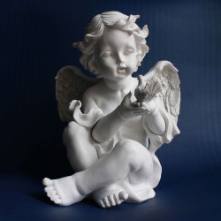 ESCULTURA ÁNGEL CON PÁJARO