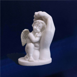 MINI FIGURINE ANGE MAIN ACCROUPI