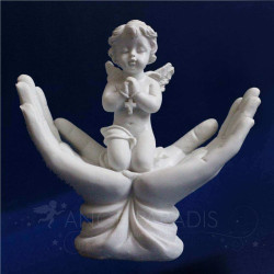 FIGURA ÁNGEL CON ROSARIO EN MANO