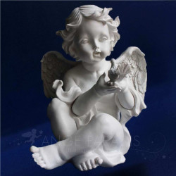 SCULPTURE ANGE WITH OISEAU 30CM