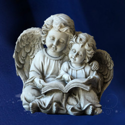 STATUE 2 ANGES WITH LIVRE 27CM