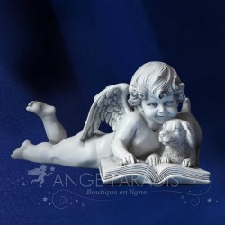 ESTATUILLA DE ÁNGEL CON PERRO LECTURA