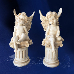 ESTATUILLA ÁNGEL COLUMNA PATINADA X2