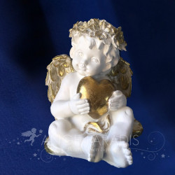 ESTATUA DEL ÁNGEL CON CORAZÓN "Oro"
