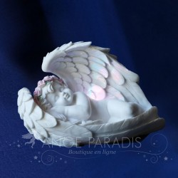 FIGURINE ANGE LUMINEUX CON AUREOLE ROSE