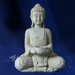 ESTATUILLA PORTAVELAS BUDA GRIS 27CM