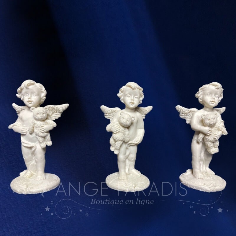 3 figuras de ángeles con osito de peluche - 8 cm