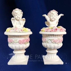 ángel estatuilla flor olla