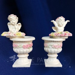ángel estatuilla flor olla