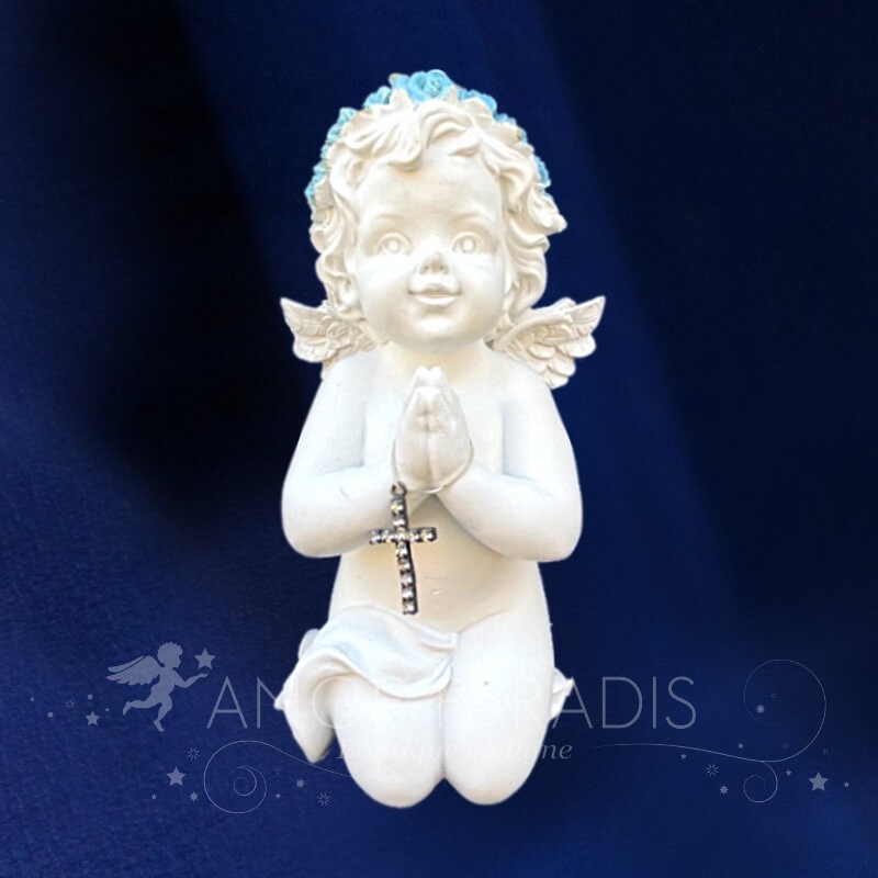 STATUETTE ANGE BLEU PRIANT