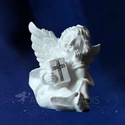  Figura de ángel Contemplativo con una Cruz