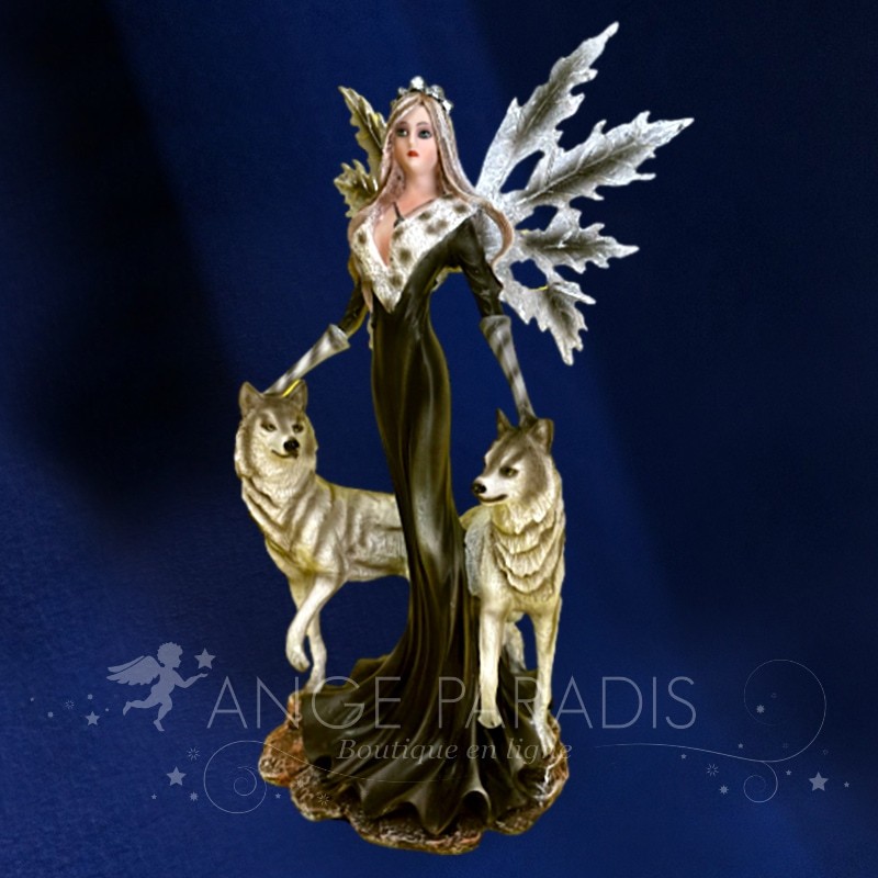 Statuette Fée y 2 lobos