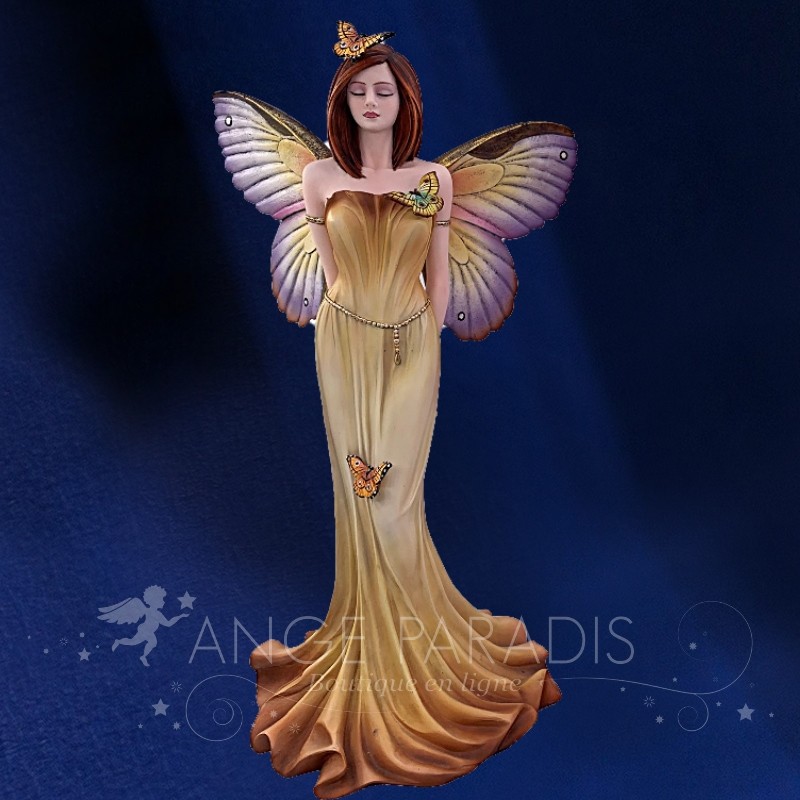 Estatuilla de hada mariposa naranja
