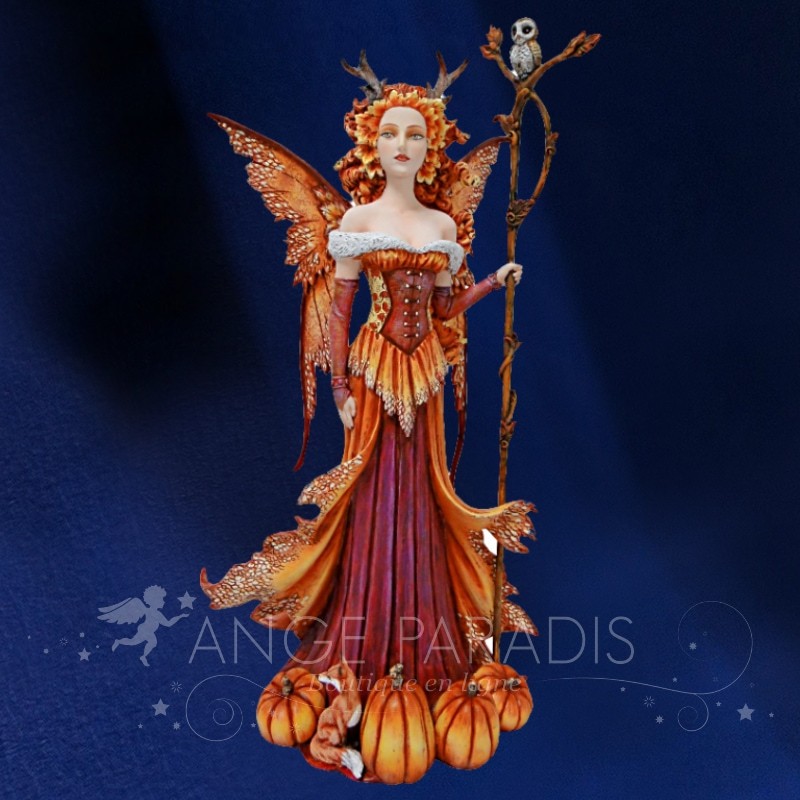 Gran Figura de miedo Amy Brown Hibou y Citrouille - 44cm